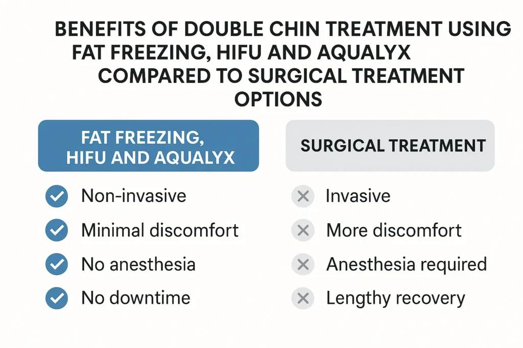 Graphic about the benefits of double chin treatment Port Glasgow - from LA LIPO