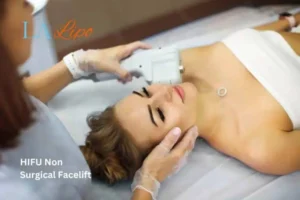Woman having Hi-Fu to reduce wrinkles Port Glasgow.