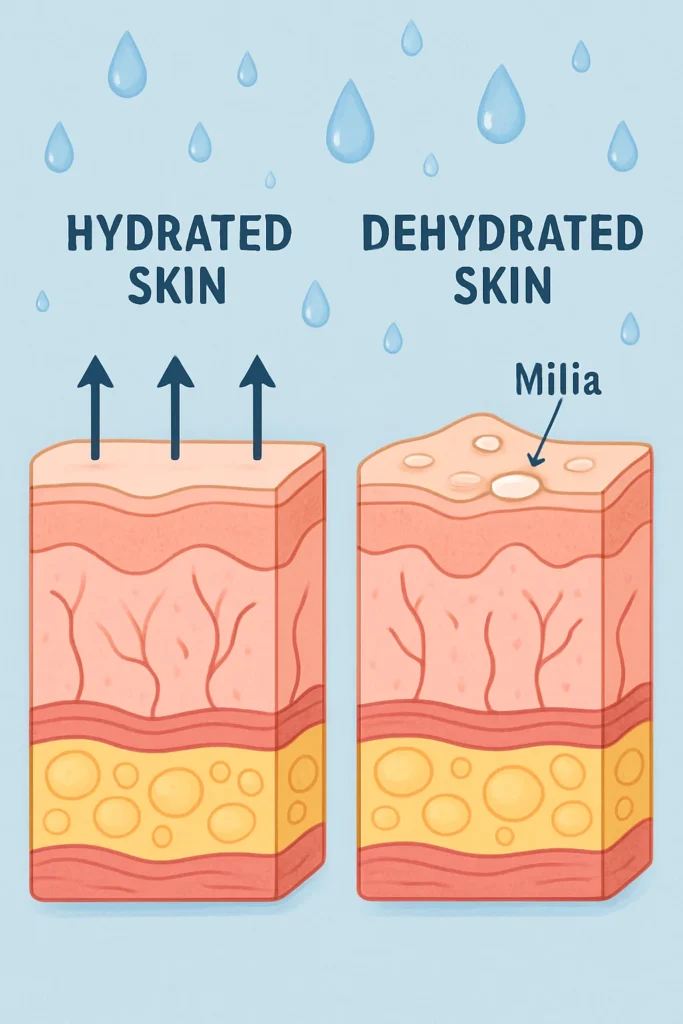 The importance of hydration and milia production Port Glasgow